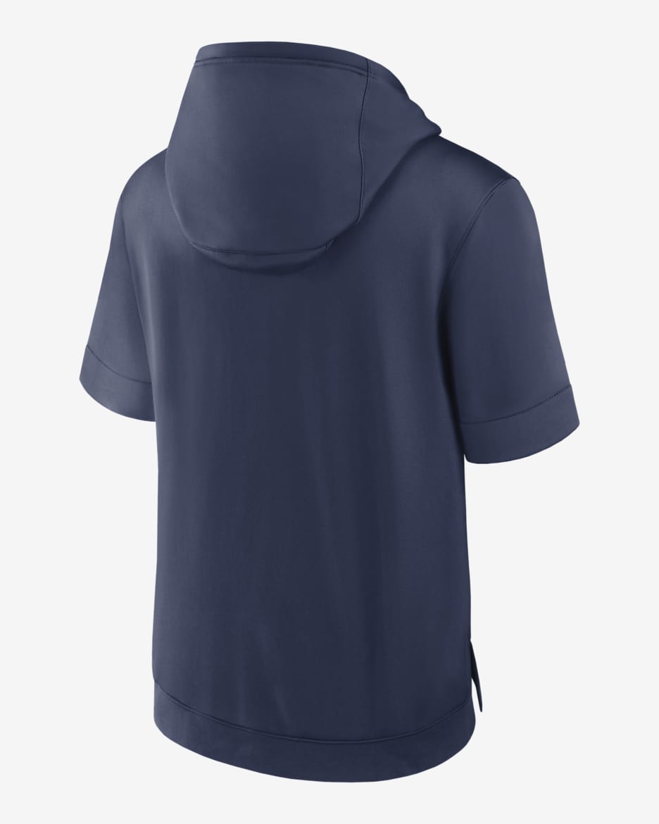 Navy blue short sleeve hoodie new arrivals